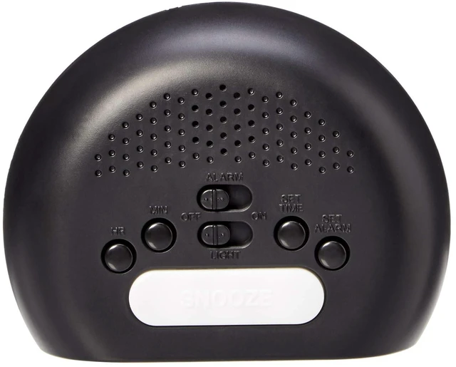 Alt view image 7 of 7 - Amazon Basics Small Digital Oval Alarm Clock with LED Display, Nightlight, Snooze Function & Battery Backup, Black, 4.5 x 3.5 x 2.4Inches