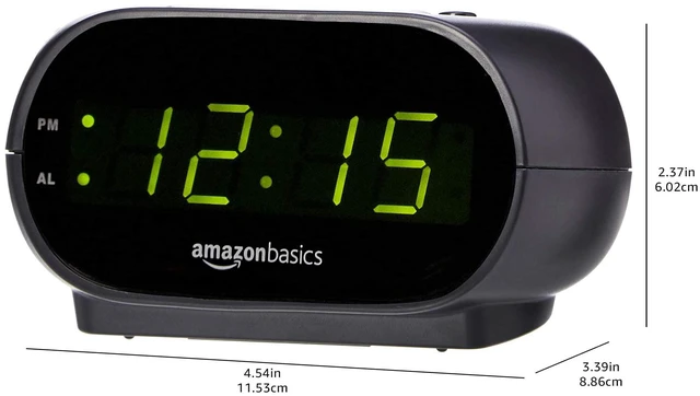 Alt view image 5 of 7 - Amazon Basics Small Digital Oval Alarm Clock with LED Display, Nightlight, Snooze Function & Battery Backup, Black, 4.5 x 3.5 x 2.4Inches