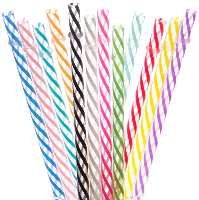 Main image of Dakoufish 12-Piece 11Inch Reusable Plastic Thick Replacement Straws for 16OZ, 20OZ, 30OZ Stanley, YETI, Starbucks, Owala Tumblers with Brush, 12-Color Mix