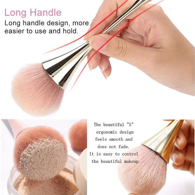 Alt view image 4 of 7 - 2Pcs Nail Dust Brush Cleaner for Acrylic, Dip Powder, Makeup, Blush, Large Manicure Clean Up Tool, Nail Art Brushes (Gold+Black)