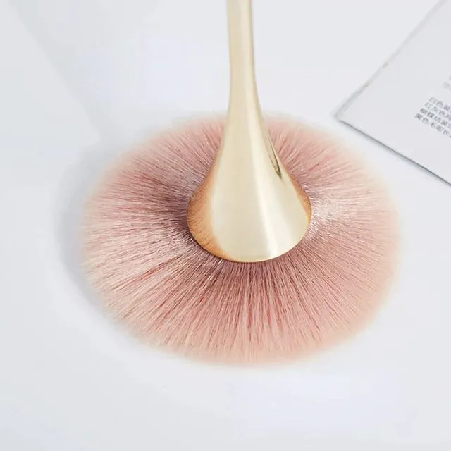 Alt view image 2 of 7 - 2Pcs Nail Dust Brush Cleaner for Acrylic, Dip Powder, Makeup, Blush, Large Manicure Clean Up Tool, Nail Art Brushes (Gold+Black)