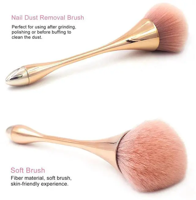 Alt view image 7 of 7 - 2Pcs Nail Dust Brush Cleaner for Acrylic, Dip Powder, Makeup, Blush, Large Manicure Clean Up Tool, Nail Art Brushes (Gold+Black)