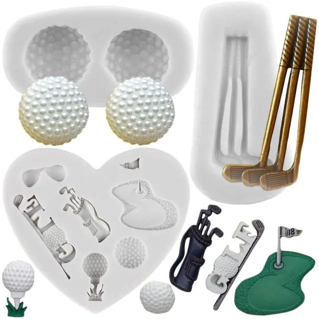 Main image of Golf Silicone Fondant Mold for Golf Balls, Set of 3