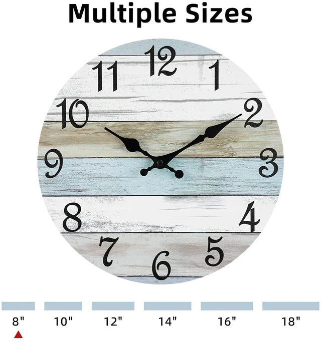 Alt view image 3 of 6 - Chylin Rustic Coastal Wall Clock, Non-Ticking, Battery Operated, Silent