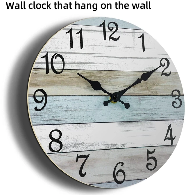 Alt view image 6 of 6 - Chylin Rustic Coastal Wall Clock, Non-Ticking, Battery Operated, Silent