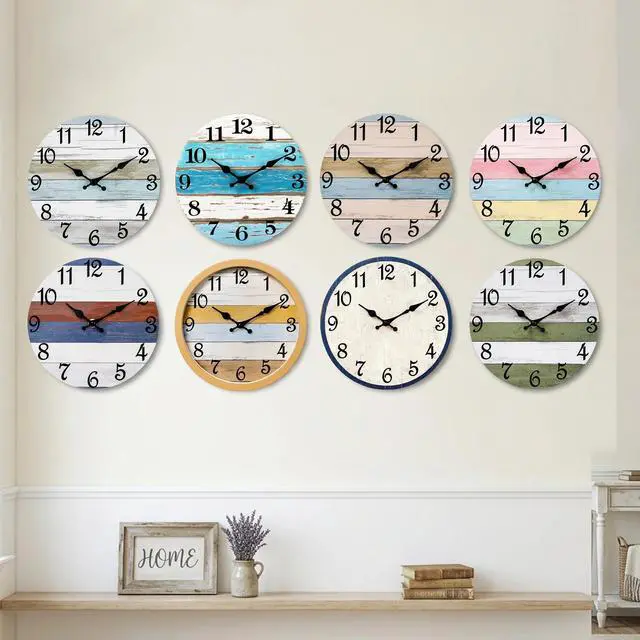 Alt view image 4 of 6 - Chylin Rustic Coastal Wall Clock, Non-Ticking, Battery Operated, Silent