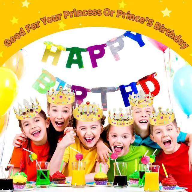 Alt view image 4 of 6 - Gold Paper Crowns, 15Pcs DIY Birthday Party Crowns with Gem Stickers