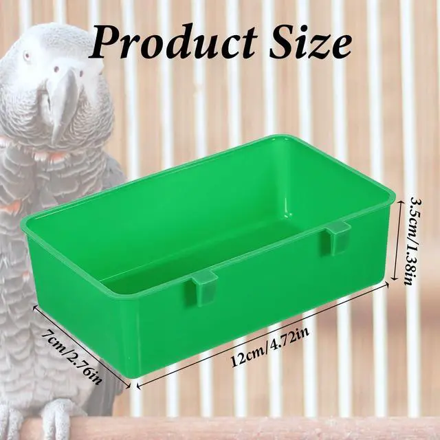 Alt view image 4 of 7 - 2 Pack Hanging Plastic Food and Water Bowls, Parakeet Cage Accessories, Small Animal Dish Food Container for Parrot, Finches, Lovebirds (Green)