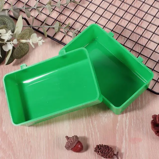 Alt view image 2 of 7 - 2 Pack Hanging Plastic Food and Water Bowls, Parakeet Cage Accessories, Small Animal Dish Food Container for Parrot, Finches, Lovebirds (Green)