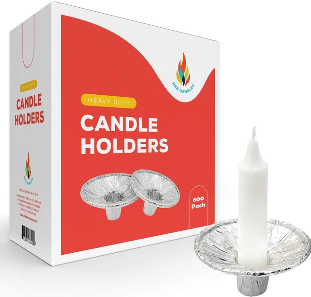 Main image of The Dreidel Company 600 Pack Extra Heavy Disposable Candle Holders, Aluminum Foil Drip Cup Bobeches