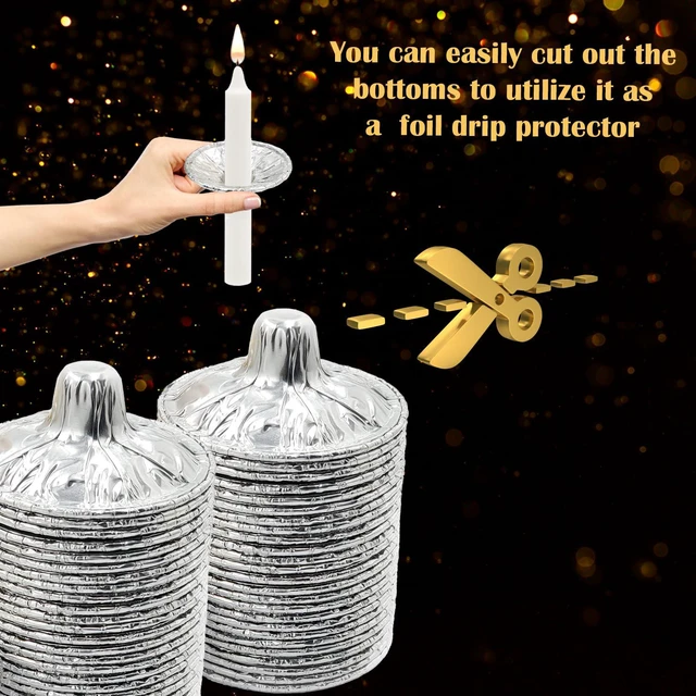 Alt view image 5 of 7 - The Dreidel Company 600 Pack Extra Heavy Disposable Candle Holders, Aluminum Foil Drip Cup Bobeches