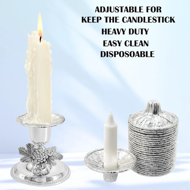 Alt view image 7 of 7 - The Dreidel Company 600 Pack Extra Heavy Disposable Candle Holders, Aluminum Foil Drip Cup Bobeches