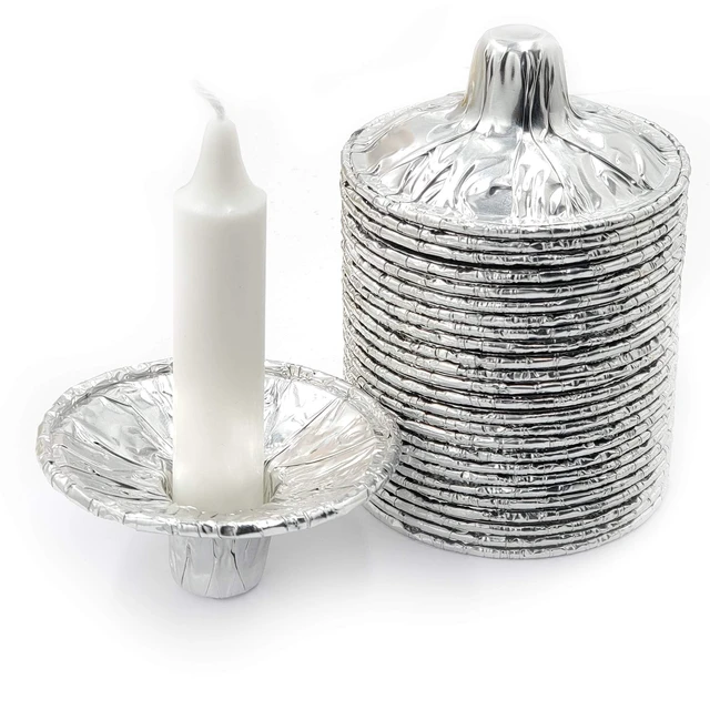 Alt view image 4 of 7 - The Dreidel Company 600 Pack Extra Heavy Disposable Candle Holders, Aluminum Foil Drip Cup Bobeches