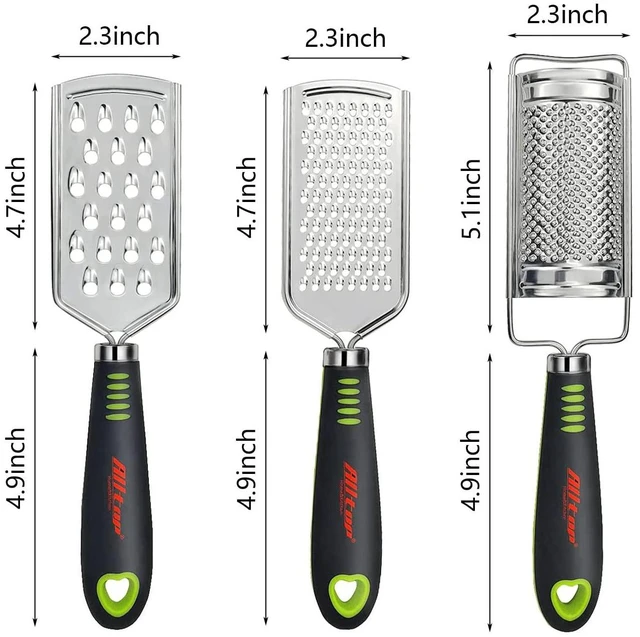 Alt view image 2 of 6 - ALLTOP Food Graters Set of 3 - Hand-held Stainless Steel Zester for Cheese, Nutmeg, Potato, Ginger, Garlic, Citrus