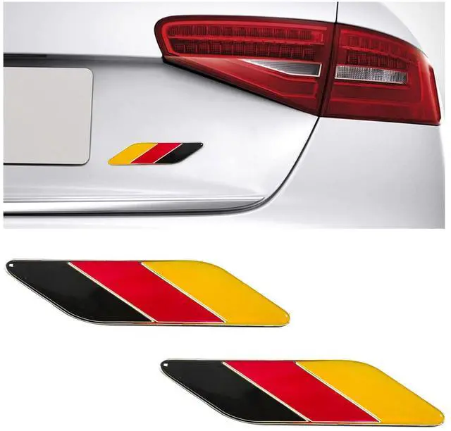 Main image of Dickno 2 PCS 3D Tricolor Flag Emblem, Aluminum Car Front Fender Badge, Universal Exterior Decal for All Vehicles (Germany)