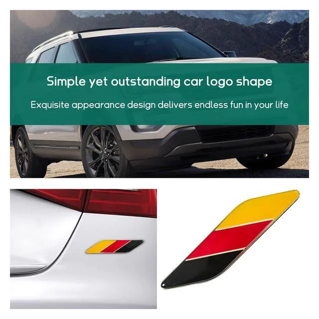 Alt view image 6 of 6 - Dickno 2 PCS 3D Tricolor Flag Emblem, Aluminum Car Front Fender Badge, Universal Exterior Decal for All Vehicles (Germany)