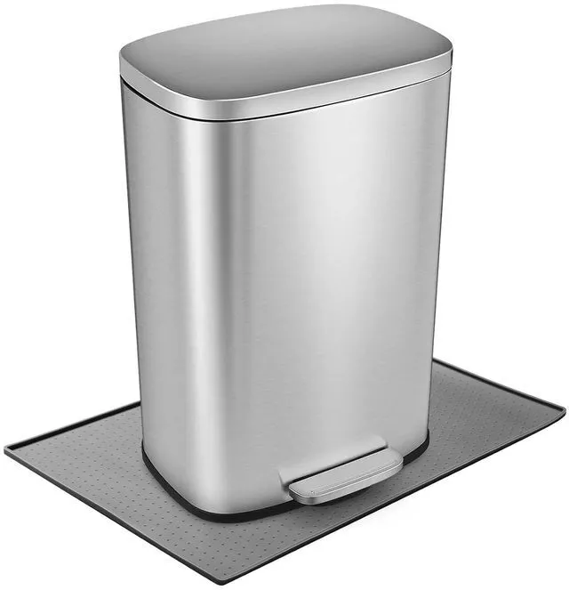 Main image of Trash Can Mat, Silicone With Non-Slip Particles and Raised Edges, 11.8"x18.9", for Kitchen, Living Room, Bedroom