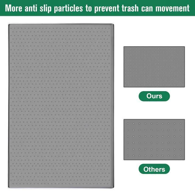 Alt view image 3 of 7 - Trash Can Mat, Silicone With Non-Slip Particles and Raised Edges, 11.8"x18.9", for Kitchen, Living Room, Bedroom