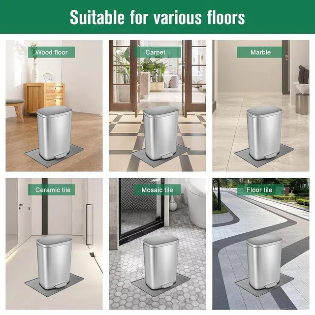 Alt view image 5 of 7 - Trash Can Mat, Silicone With Non-Slip Particles and Raised Edges, 11.8"x18.9", for Kitchen, Living Room, Bedroom
