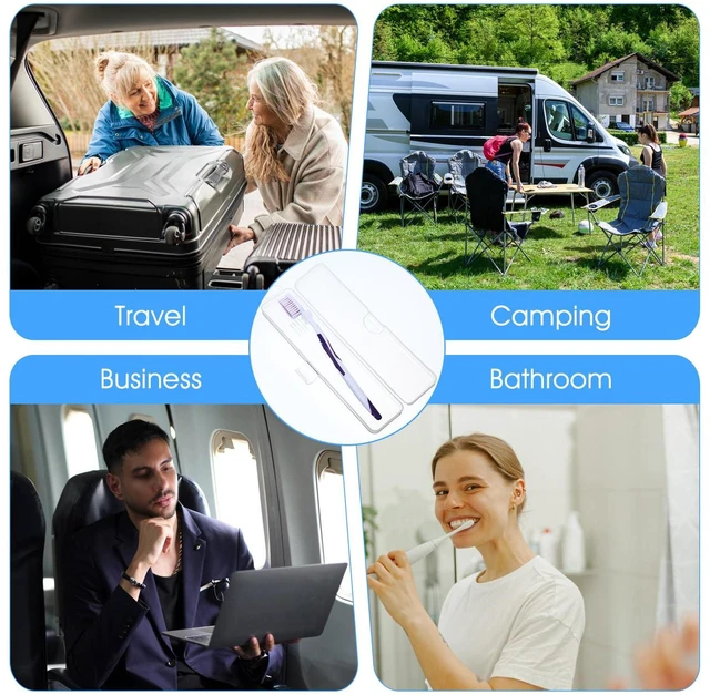 Alt view image 4 of 7 - SynHHergyx 2 Pack Transparent Toothbrush Travel Case, Portable Plastic Clear Travel Size Storage Container with Hook