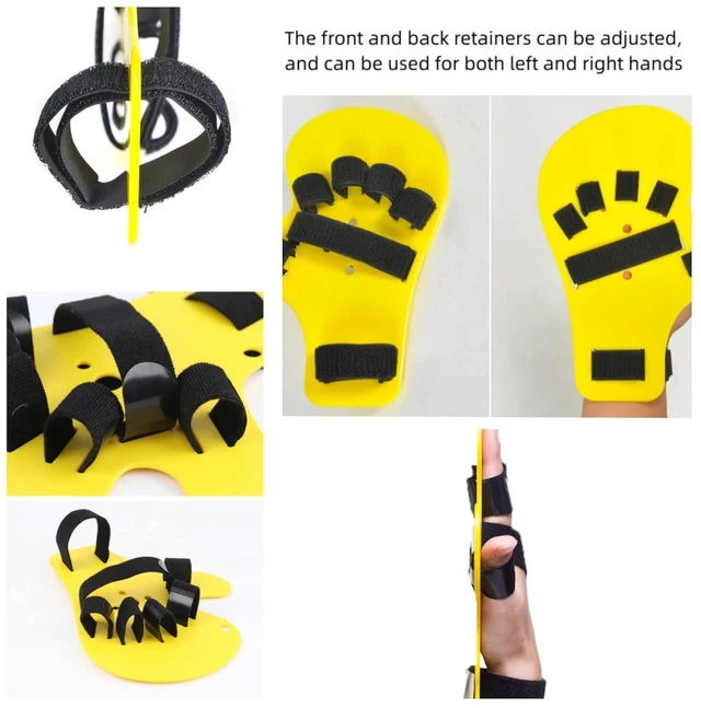 Alt view image 3 of 4 - Finger Orthotics Extended Type Stroke Hand Splint Training Support Fit Finger Assisted Rehabilitation for Apoplexy Hemiplegia Right Left Men Women Yellow