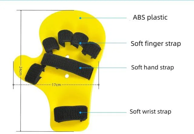 Alt view image 4 of 4 - Finger Orthotics Extended Type Stroke Hand Splint Training Support Fit Finger Assisted Rehabilitation for Apoplexy Hemiplegia Right Left Men Women Yellow