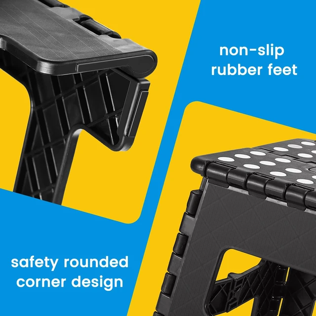 Alt view image 2 of 6 - ACSTEP Folding Step Stool 9 Inch, Non-Slip Foldable Stool for Kids, Black