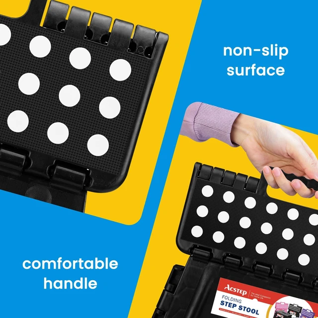 Alt view image 5 of 6 - ACSTEP Folding Step Stool 9 Inch, Non-Slip Foldable Stool for Kids, Black