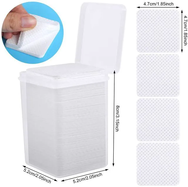 Alt view image 4 of 6 - 200 Pcs Nail Cotton Pads, 1 Pull-Down Pump Dispenser Bottle, Super Absorbent Soft Non-Woven Eyelash Glue Wipes, Nail Polish Dehumidifier, Nail Oil Bottle, White