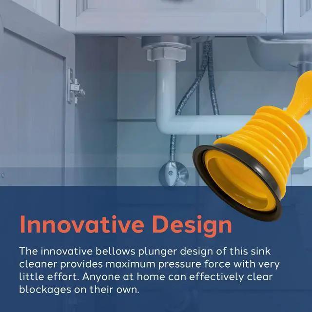 Alt view image 4 of 4 - PlumbCraft Mini Drain Bellows Sink Plunger, 11-Inch, for Kitchen & Bathroom Sinks, Heavy-Duty Clog Remover with Ergonomic Handle