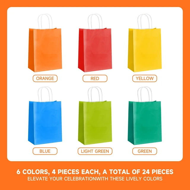 Alt view image 5 of 6 - METAPRINT 24 Pcs Paper Gift Bags with Handles, 5.8x3.2x8.25 Inches, Rainbow