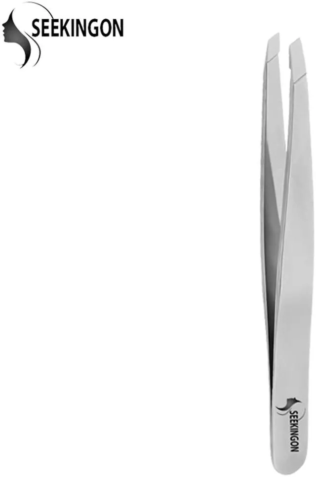 Alt view image 4 of 7 - Hand Filed Aligned Precision Tweezers Slant Sharp Non Slip Grip for Women Men Facial Hair Ingrown Hair Plucking Silver