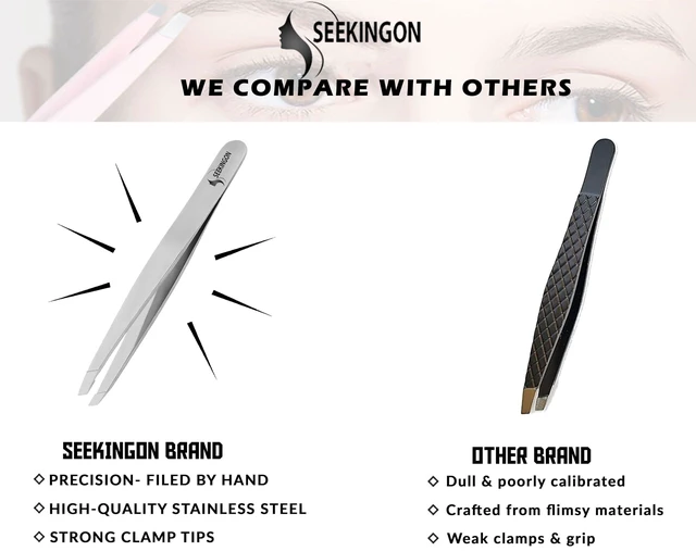 Alt view image 5 of 7 - Hand Filed Aligned Precision Tweezers Slant Sharp Non Slip Grip for Women Men Facial Hair Ingrown Hair Plucking Silver