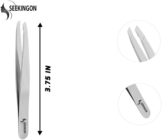 Alt view image 7 of 7 - Hand Filed Aligned Precision Tweezers Slant Sharp Non Slip Grip for Women Men Facial Hair Ingrown Hair Plucking Silver