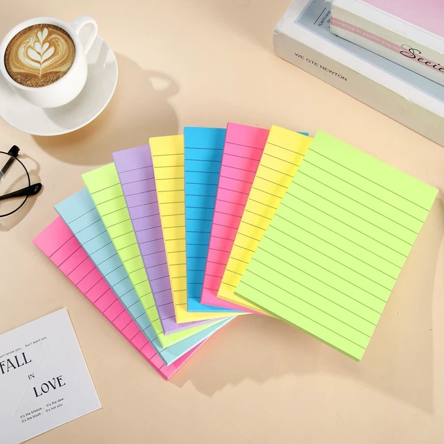 Alt view image 4 of 7 - 12 Pack Lined Sticky Notes 4x6 in Bright Colors Self-Stick Note Pads for School, Office, Meeting