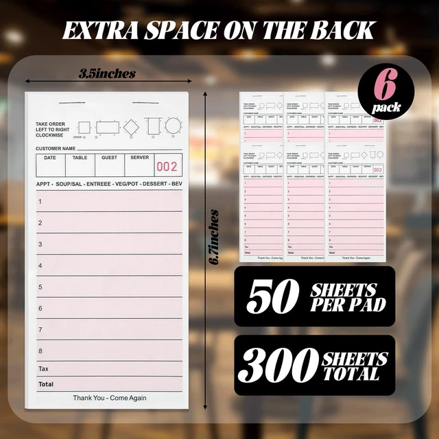Alt view image 5 of 5 - Pink Guest Checks Books for Servers, 6 Pack