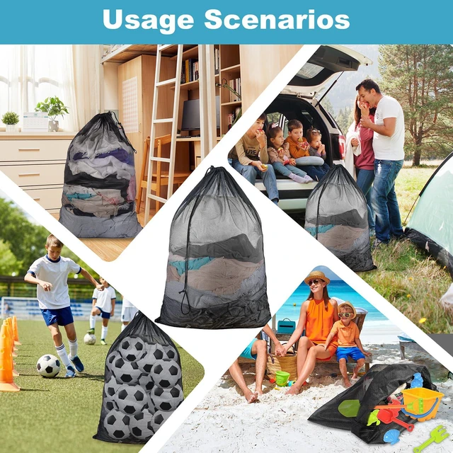 Alt view image 5 of 7 - 3-Pack Large Mesh Laundry Bags with Drawstring Closure, 24x36 Inches, Delicates Bag for Washing Machine, for College Dorms, Travel, Laundromats, Apartments, Black