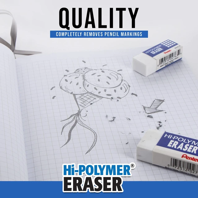 Alt view image 4 of 6 - Pentel Hi-Polymer Block Eraser, Small White, Pack of 4 (ZEH05BP4)