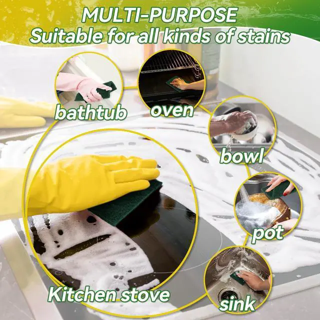 Alt view image 6 of 7 - Maqihan Heavy Duty 10PCS Green Scrubbing Pads