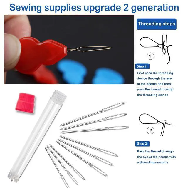 Alt view image 4 of 6 - ORRDICE Large-Eye Blunt Needles 9-Piece Set, Stainless Steel Yarn Knitting Sewing Crafting Needles for Crochet Projects