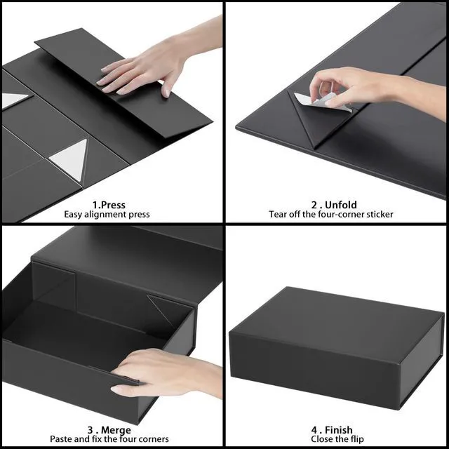 Alt view image 4 of 6 - Black Gift Box 11.9x8.5x3.3in, Magnetic Closure