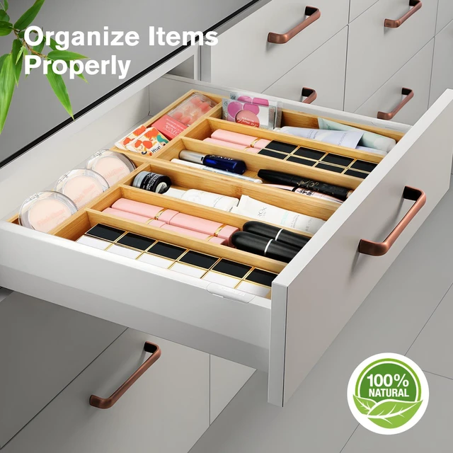 Alt view image 2 of 6 - Shenee Small Bamboo Silverware Drawer Organizer with Grooved Drawer Dividers