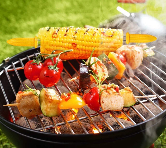 Alt view image 2 of 6 - 10PCS Stainless Steel Corn Holders, Corn on the Cob Skewers, Twin Prong Forks for BBQ Kitchen Tool
