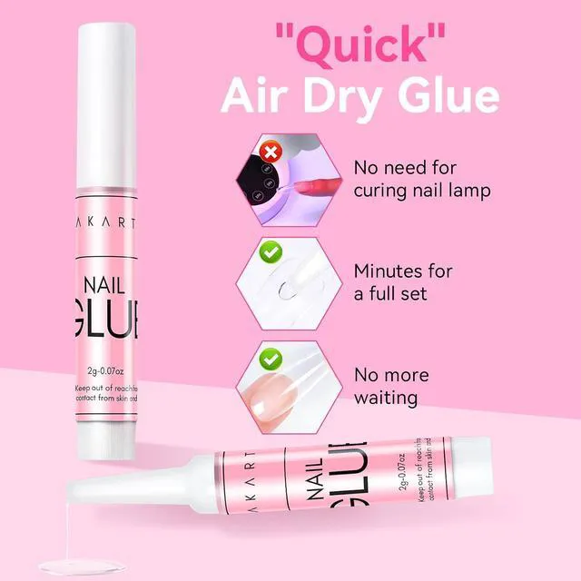 Alt view image 4 of 6 - Makartt Nail Glue 5 x 2g Precision Tubes Air Dry for Press-Ons & Tips