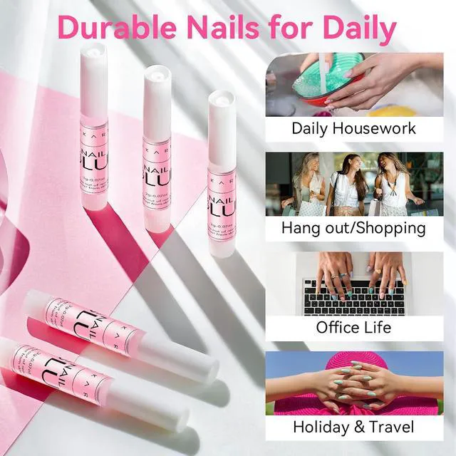Alt view image 2 of 6 - Makartt Nail Glue 5 x 2g Precision Tubes Air Dry for Press-Ons & Tips