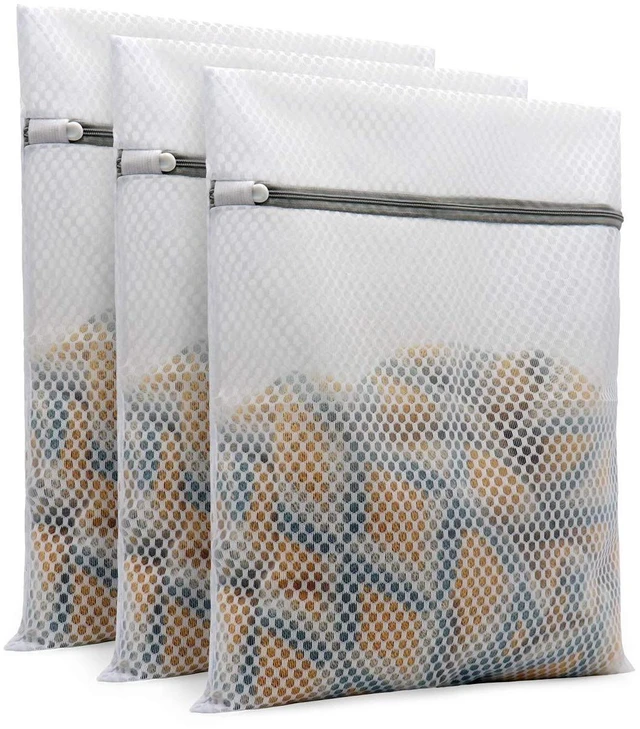 Main image of Muchfun 3-Pack Durable Honeycomb Mesh Laundry Bags for Delicates, 12x16 Inches