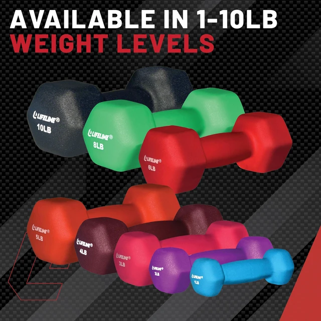 Alt view image 4 of 6 - Lifeline Fitness Neoprene Dumbbell Weights - Multiple Weight Options