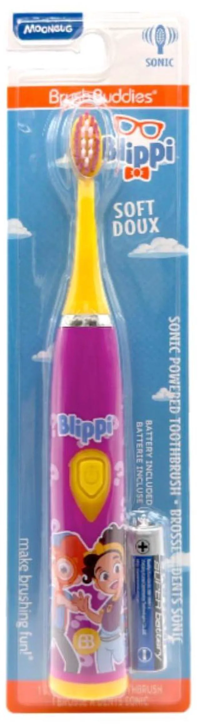 Alt view image 4 of 7 - Brush Buddies Blippi Electric Toothbrush for Kids, Battery Powered Sonic, Soft Bristles, Toddler Oral Care, Purple