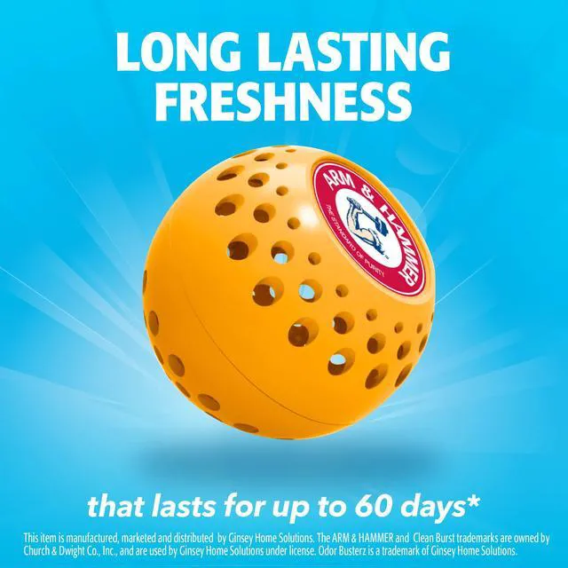 Alt view image 5 of 5 - Arm & Hammer OdorBusterz Odor Eliminator Balls, Clean Burst, 3 Count - Baking Soda Odor Control for Closets, Drawers, Hampers & Small Spaces