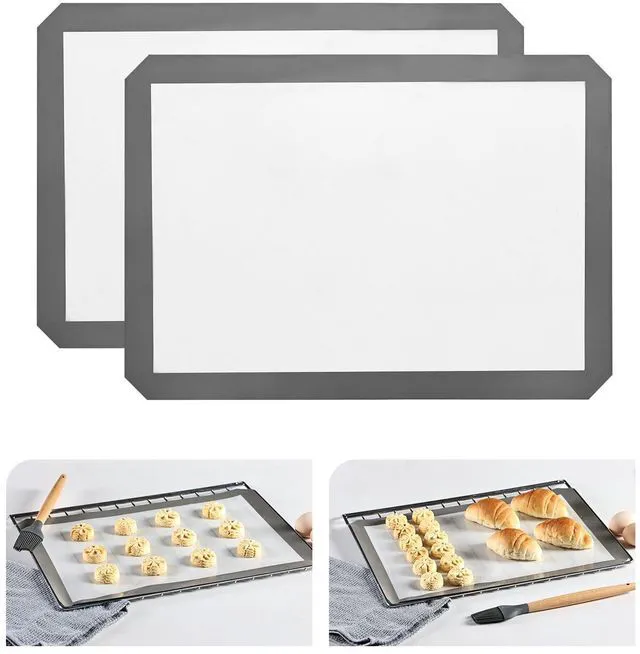 Main image of KitchenRaku Silicone Baking Mat & Toaster Pad, 16.5"x11.6", Non-Stick, Reusable, BPA Free, Set of 2, for Cookies, Macarons, Bread & Pastry